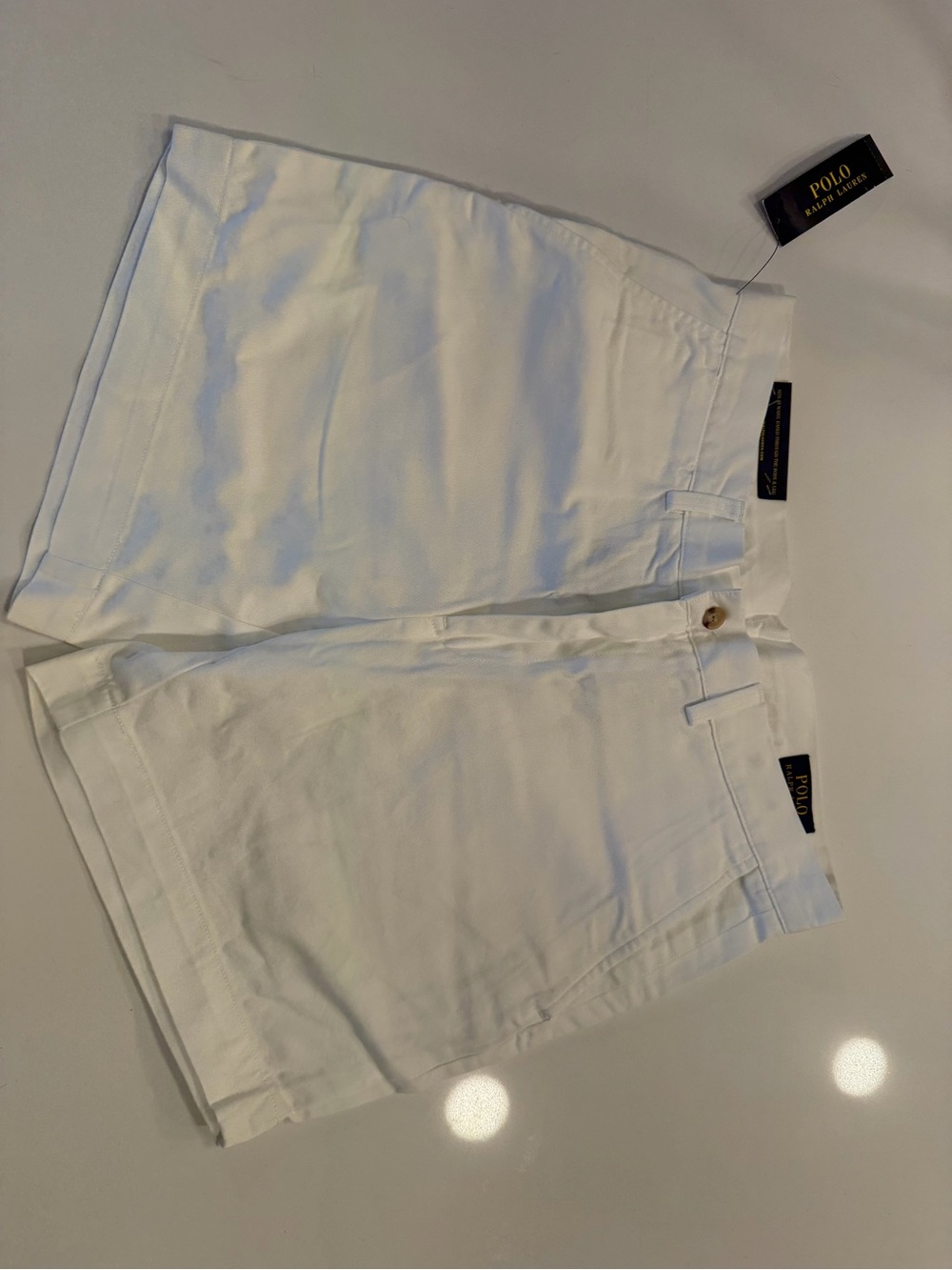 Ralph Lauren White Men’s Flat-Front Shorts